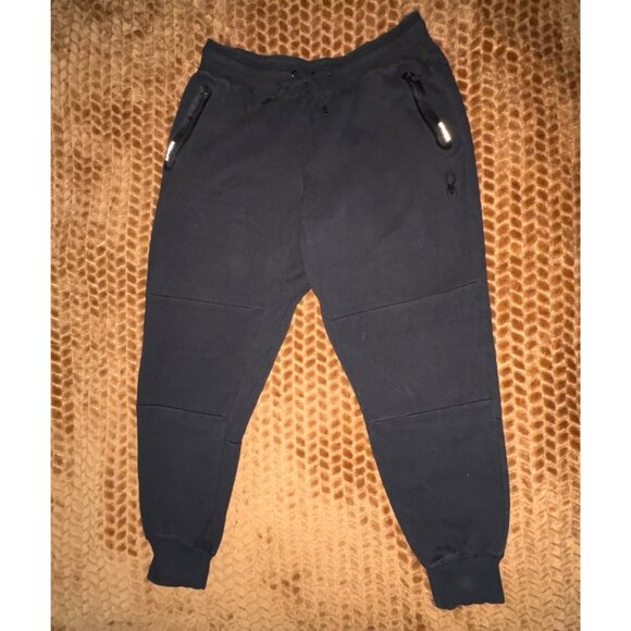 Spyder Active ProWeb Black Jogger Sweatpants Drawstring Zip Pockets Reflective L - Picture 2 of 13